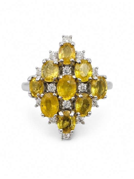 Venus and Vulcan Jewelry - #R48 Citrine Diamond Cluster Ring